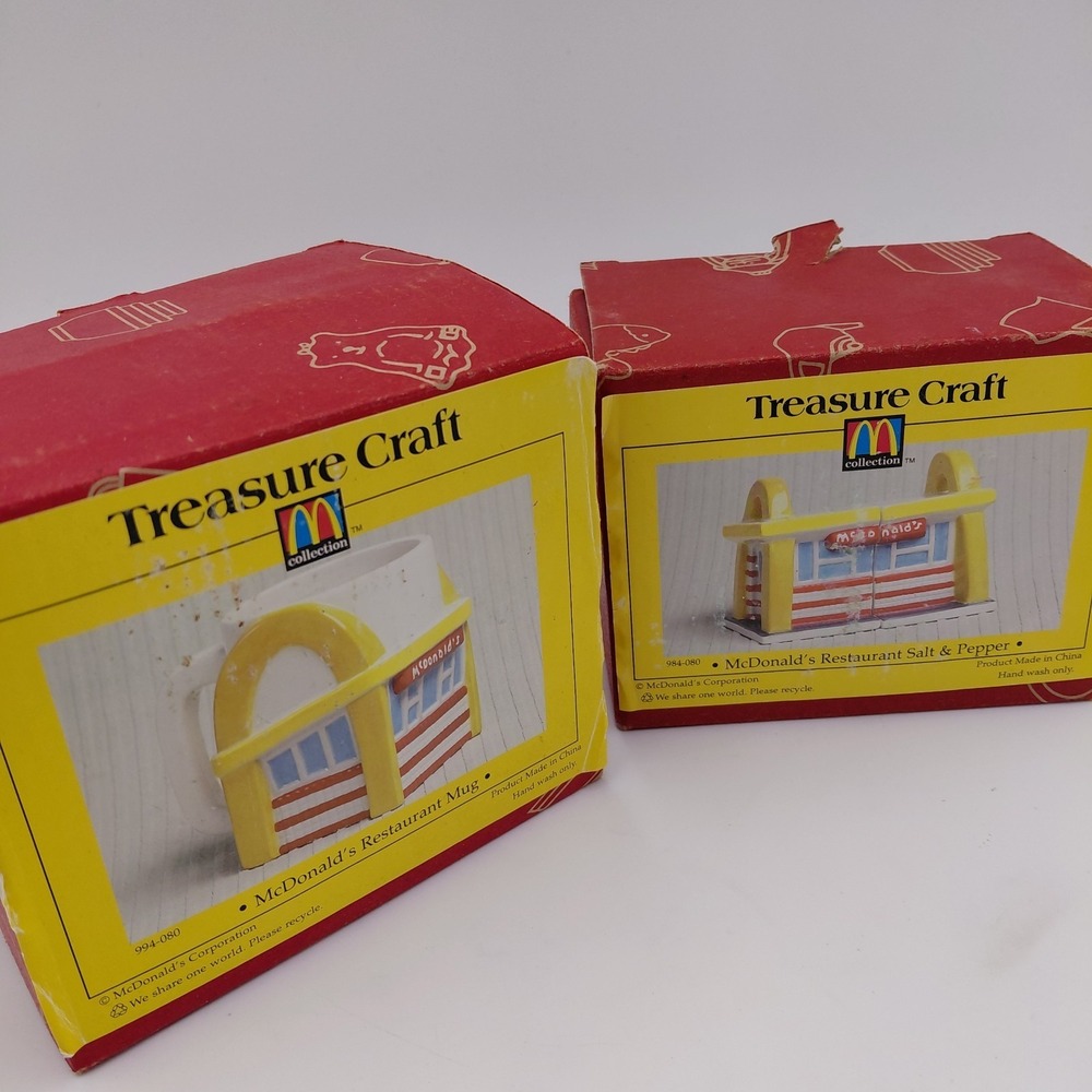 Vtg 90s McDonalds Arch Salt & Pepper Shakers & Mug Rare Treasure Chest Boxes NOS - Picture 2 of 7